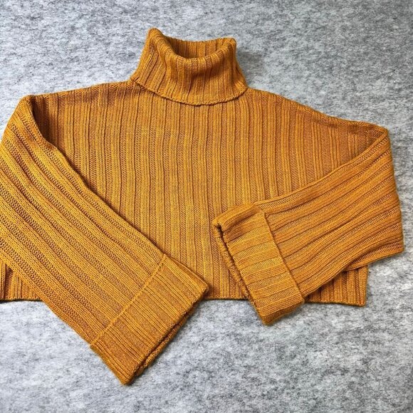 Womens XXL Arizona Jean Co Mustard Yellow Ribbed Turtleneck Sweater Chunky Knit - Picture 5 of 5